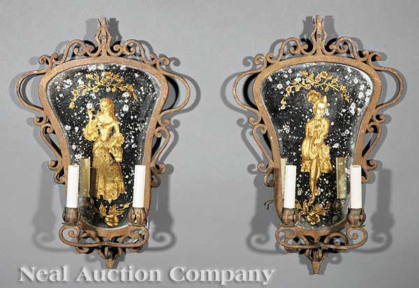 A Pair of Venetian Gilt Metal and