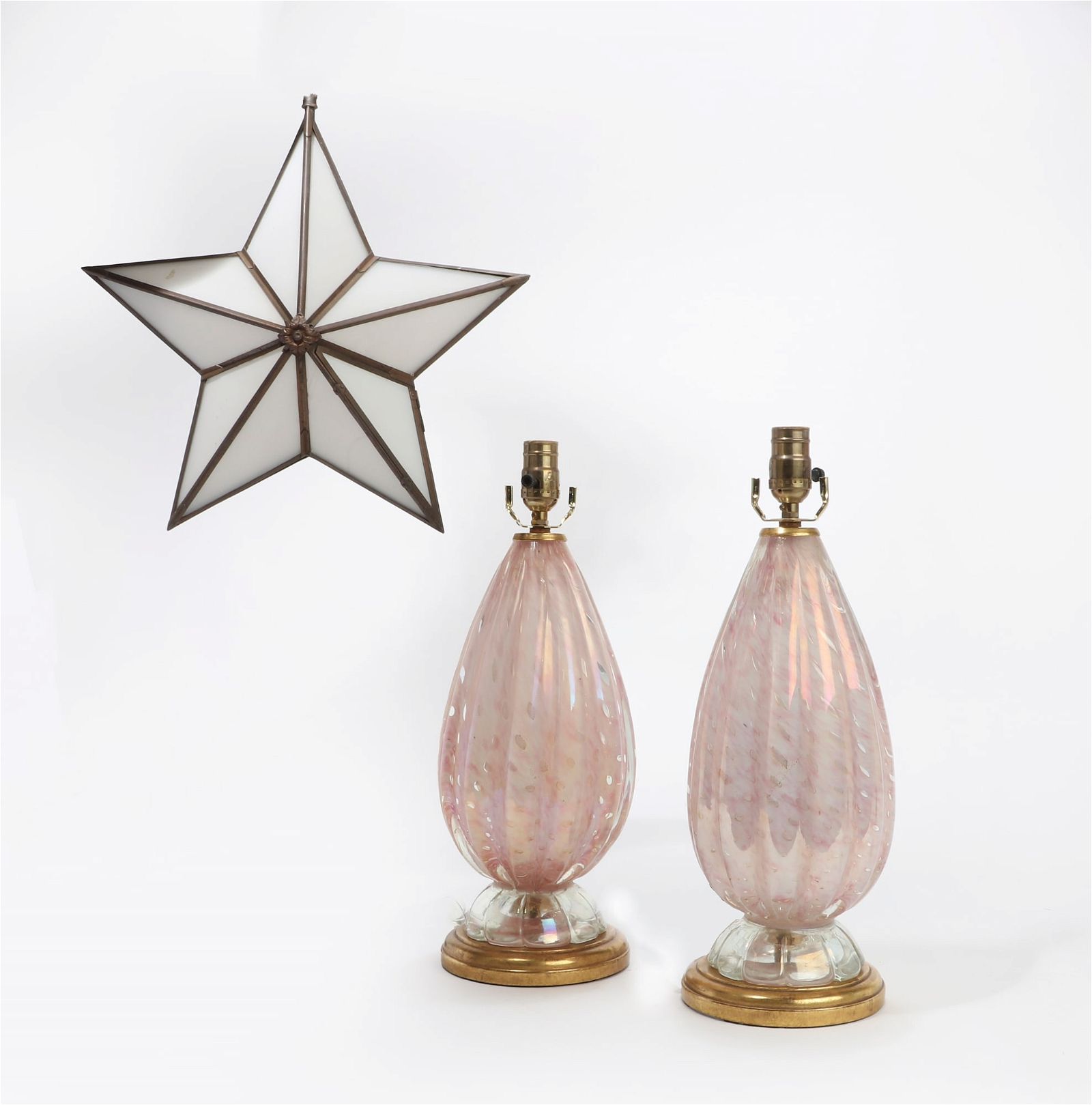 A PAIR OF VENETIAN PINK LUSTER