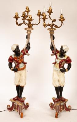 A pair of Venetian style blackamoor