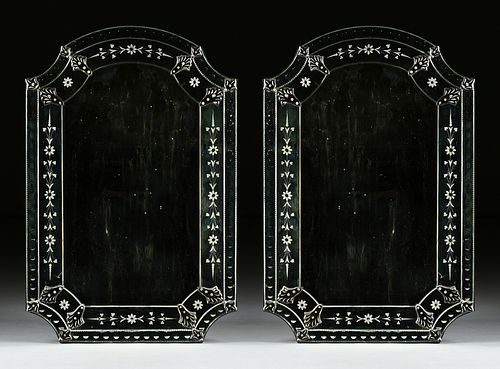 A PAIR OF VENETIAN STYLE ETCHED AND