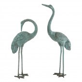 A PAIR OF VERDIGRIS BRONZE HER