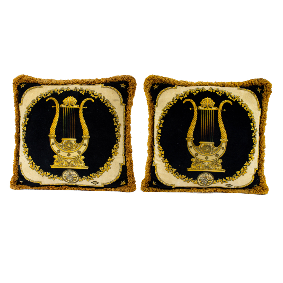 A PAIR OF VERSACE VELVET THROW