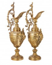 A PAIR OF VICTORIAN BRASS GARN