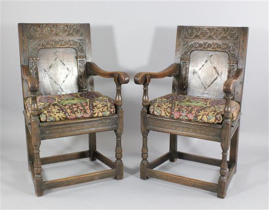 A pair of Victorian carved and