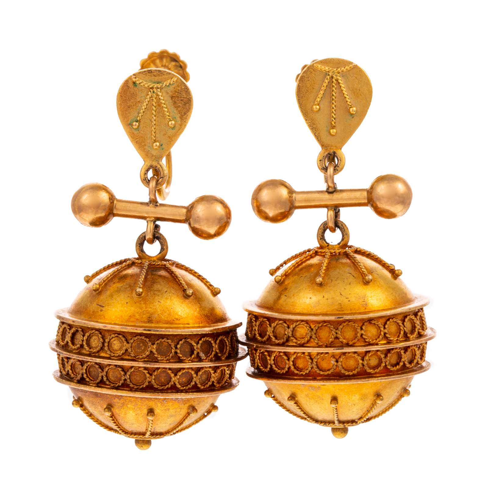 A PAIR OF VICTORIAN ETRUSCAN 14K