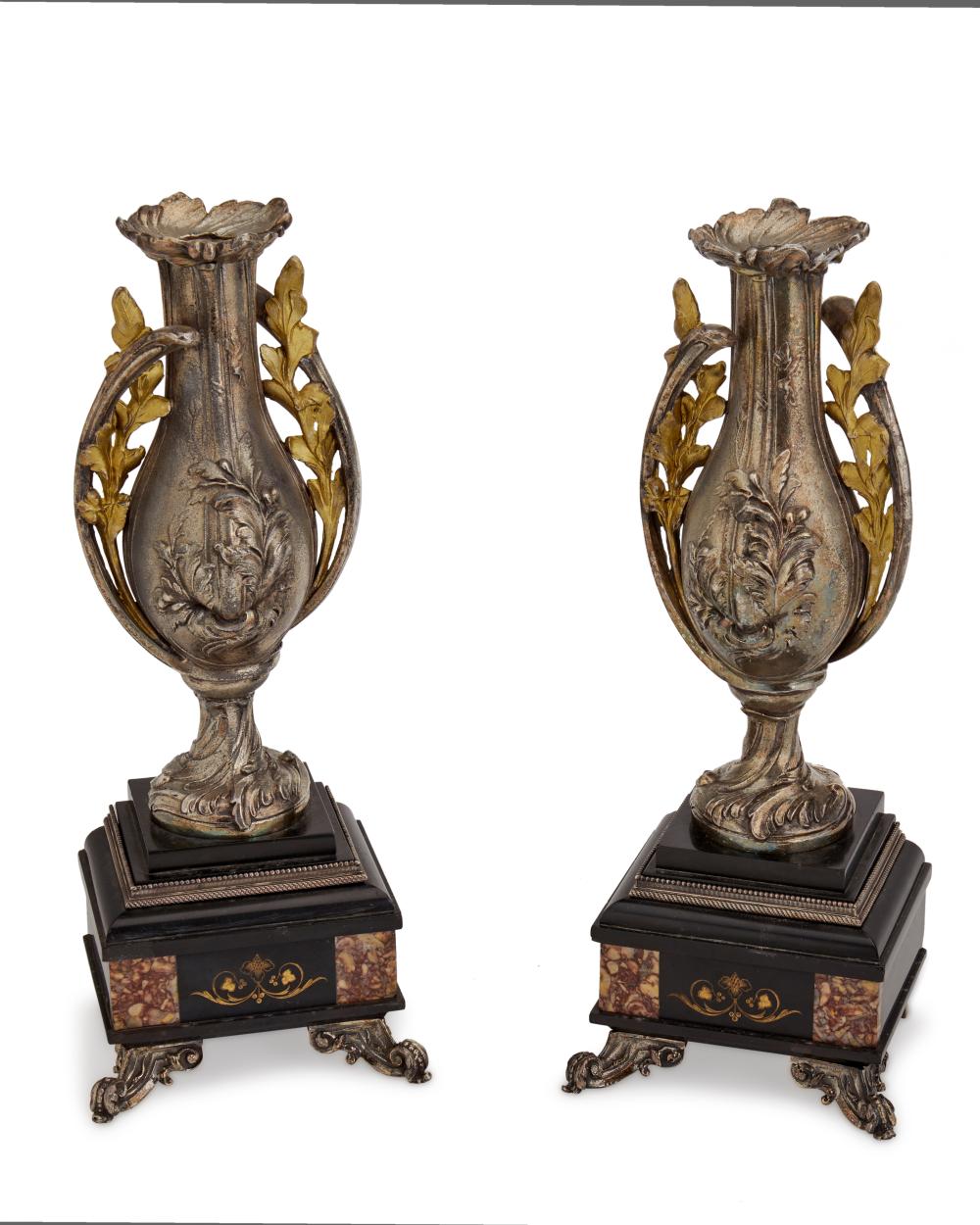 A PAIR OF VICTORIAN GARNITURE URNSA