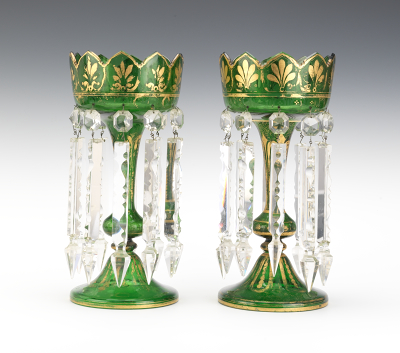A Pair of Victorian Green Glass