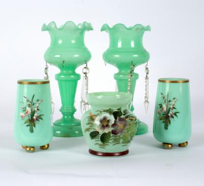 A pair of Victorian opaque green