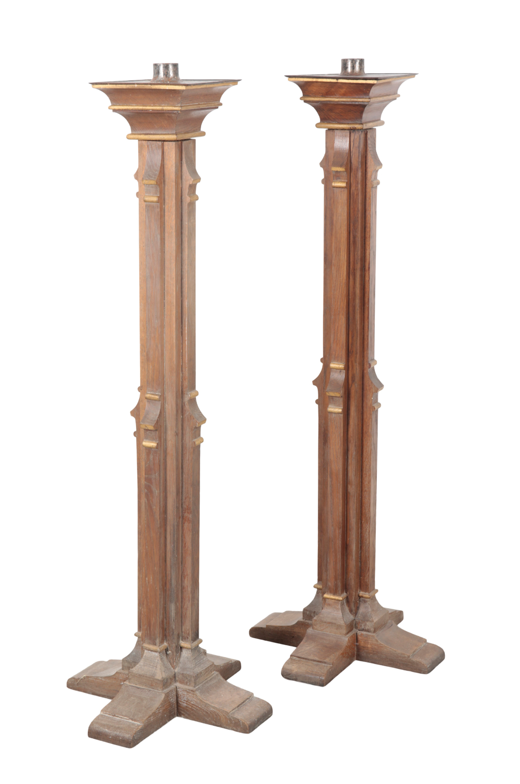 A PAIR OF VICTORIAN PARCEL GILT OAK