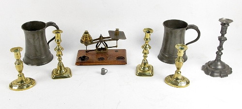 A pair of Victorian pewter tankards