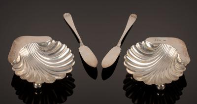 A pair of Victorian silver butter