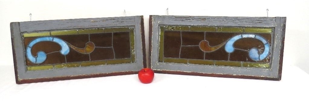 A PAIR OF VICTORIAN STAINED GLASS