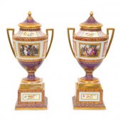 A Pair of Vienna Porcelain Urn