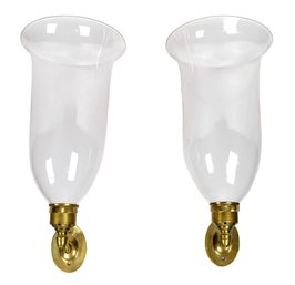 A pair of vintage brass and glass