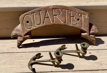 A pair of vintage brass anchor form