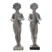 A PAIR OF VINTAGE CAST LEAD FO