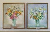 A pair of vintage oil on canva
