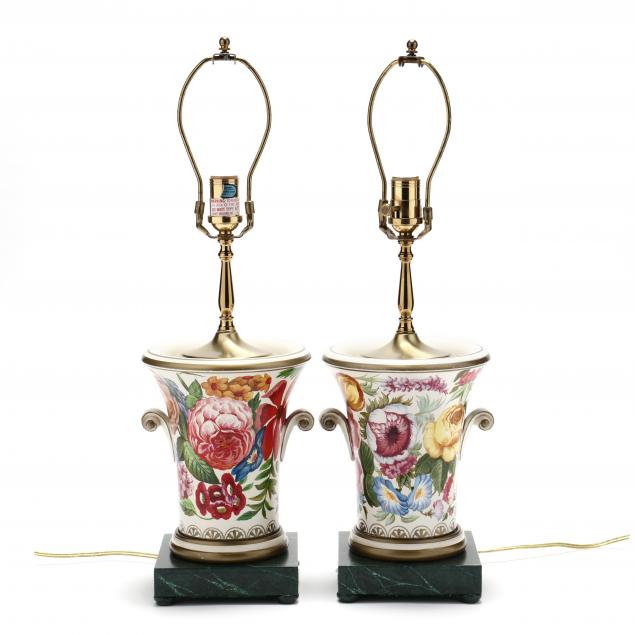 A PAIR OF VINTAGE PAINTED PORCELAIN