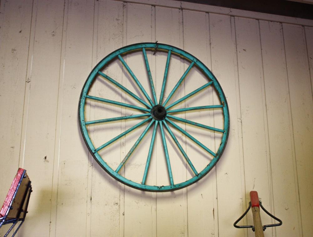 A PAIR OF WAGON WHEELSA PAIR OF