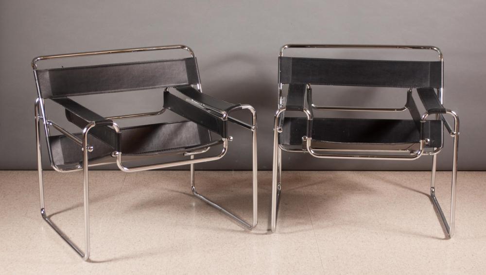A PAIR OF 'WASSILY' BLACK LEATHER