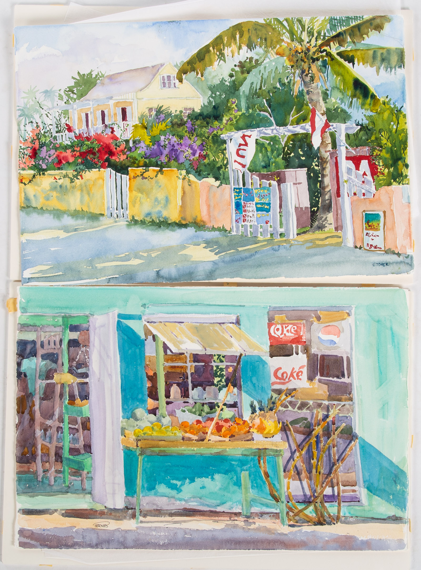 A PAIR OF WATERCOLOR SCENES 1)