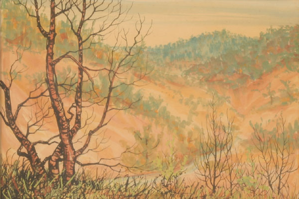 A pair of watercolors depicting