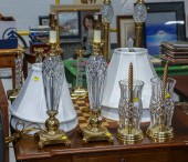 A PAIR OF WATERFORD LAMPS & HU