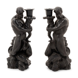 A Pair of Wedgwood Black Basalt