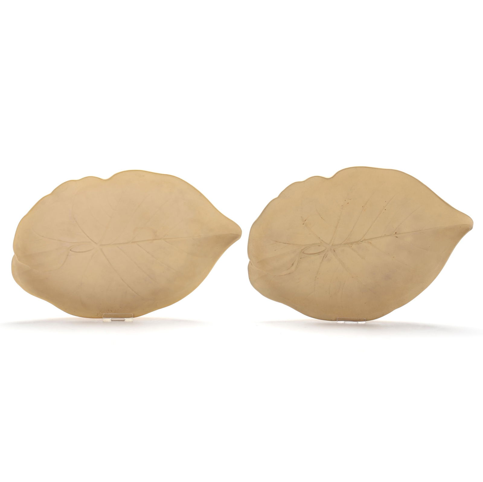 A PAIR OF WEDGWOOD CANEWARE LEAF