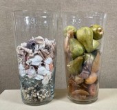 A pair of West Elm glass vases