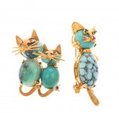 A PAIR OF WHIMSICAL TURQUOISE