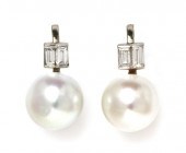 A Pair of White Gold Cultured