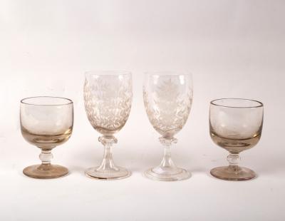 A pair of wine glasses etched