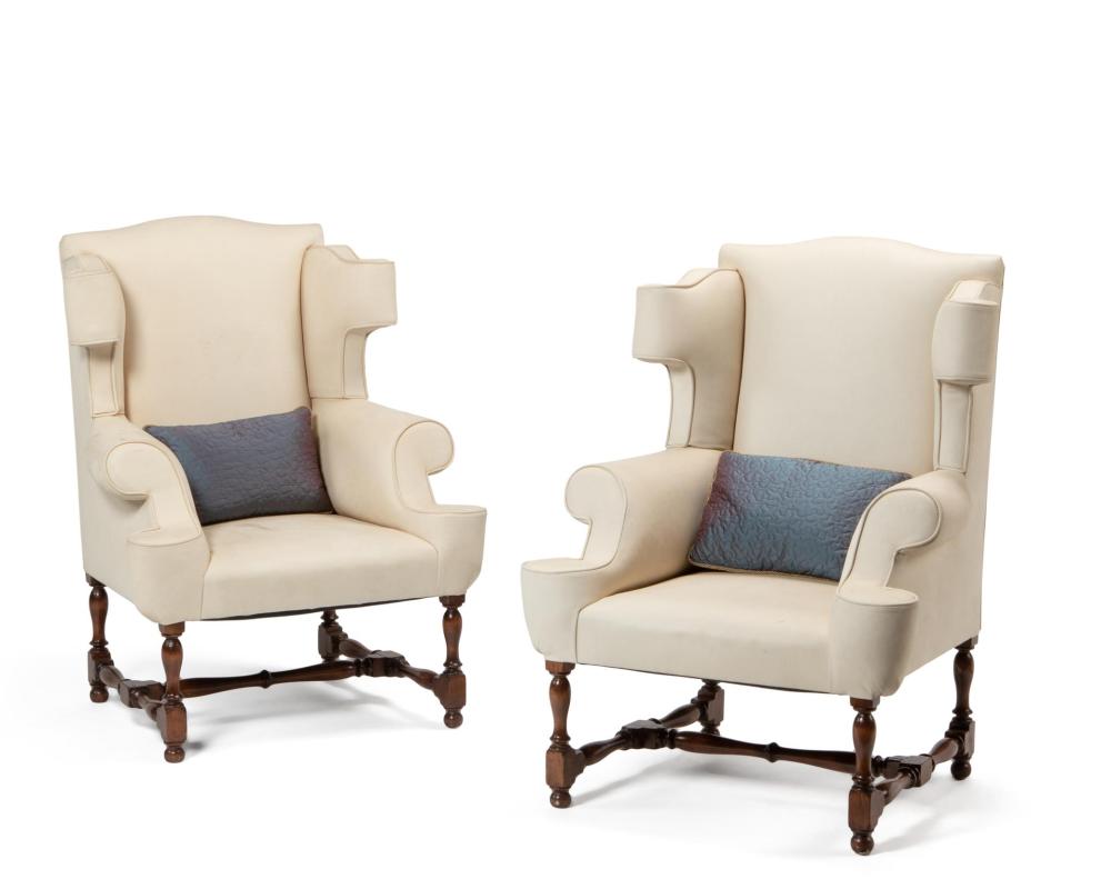 A PAIR OF WINGBACK ARMCHAIRSA