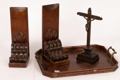 A pair of wooden stands of