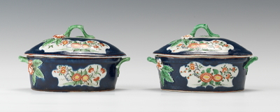 A Pair of Worcester Blue-Scale Oval
