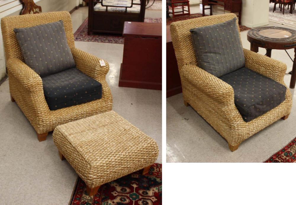 A PAIR OF WOVEN WATER HYACINTH