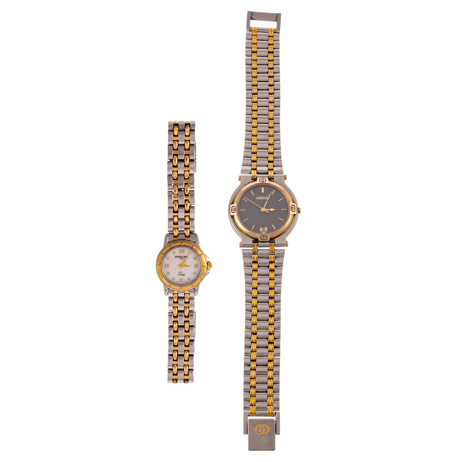 A PAIR OF WRIST WATCHES BY GUCCI