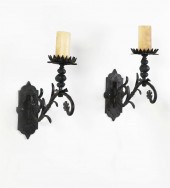 A PAIR OF WROUGHT IRON PETRA W