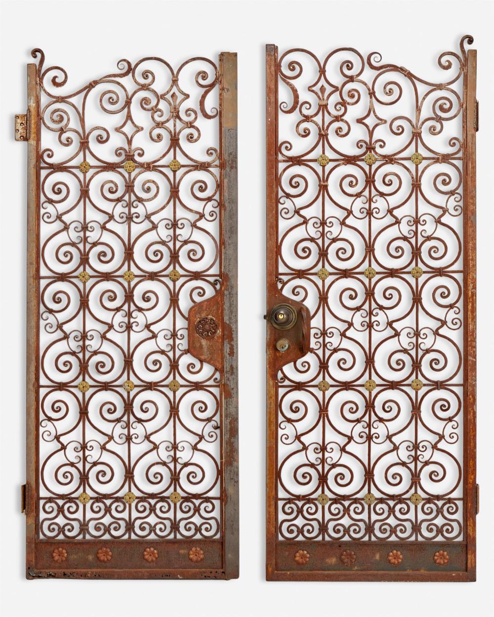 A PAIR OF WROUGHT IRON GARDEN