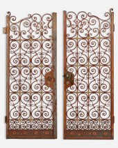 A PAIR OF WROUGHT IRON GARDEN