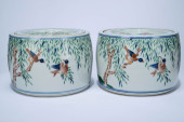 A PAIR OF WUCAI 'REED GOOSE' C