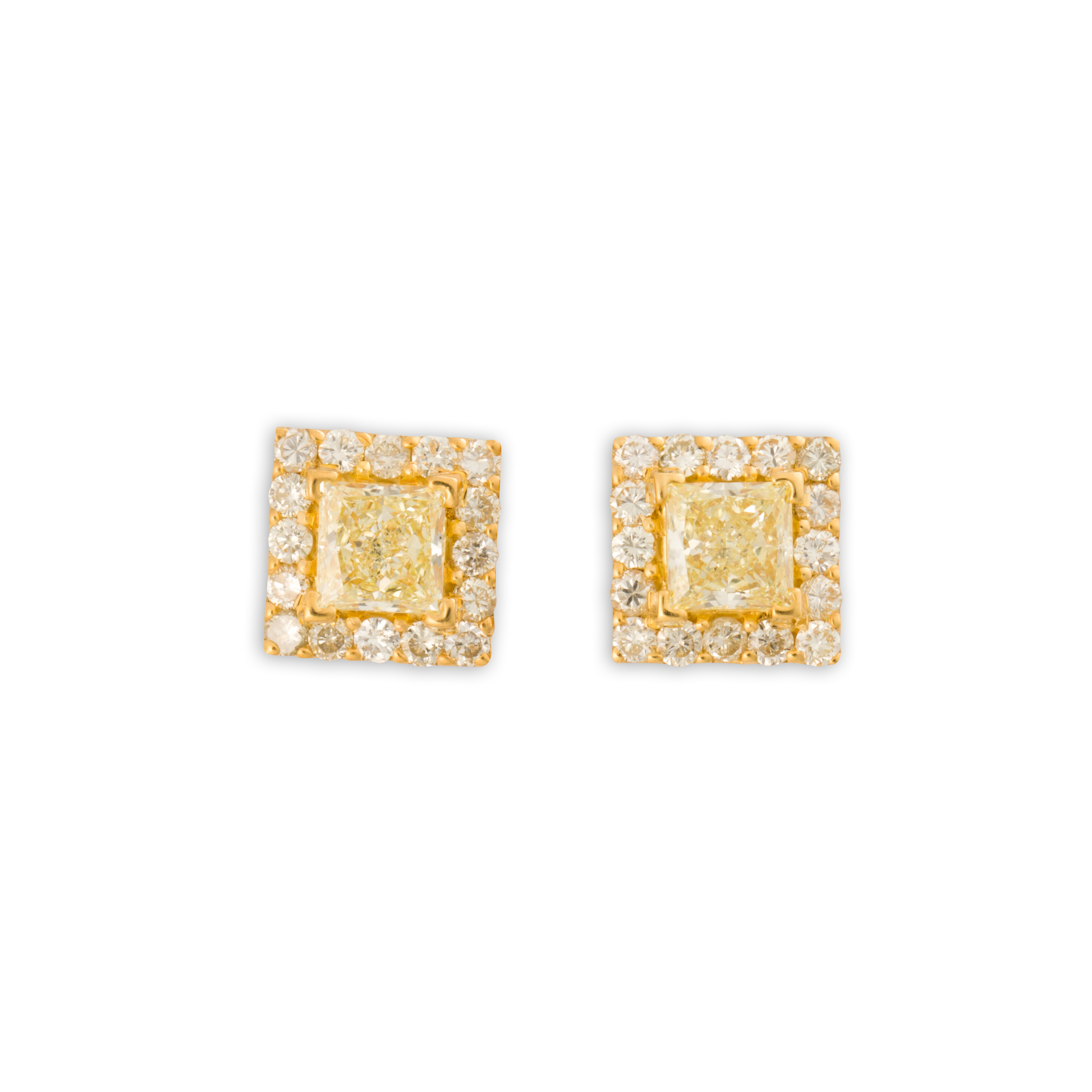 A PAIR OF YELLOW AND NEAR COLORLESS