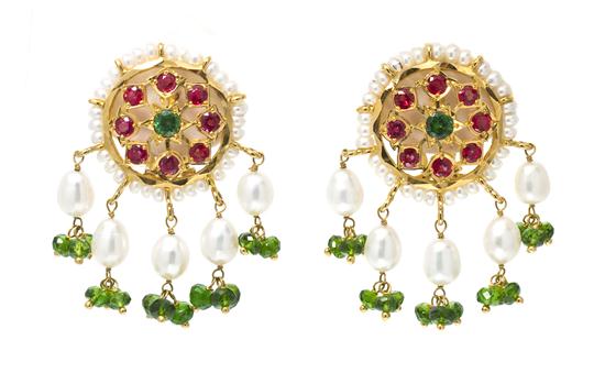 A Pair of Yellow Gold Sapphire