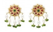 A Pair of Yellow Gold Sapphire