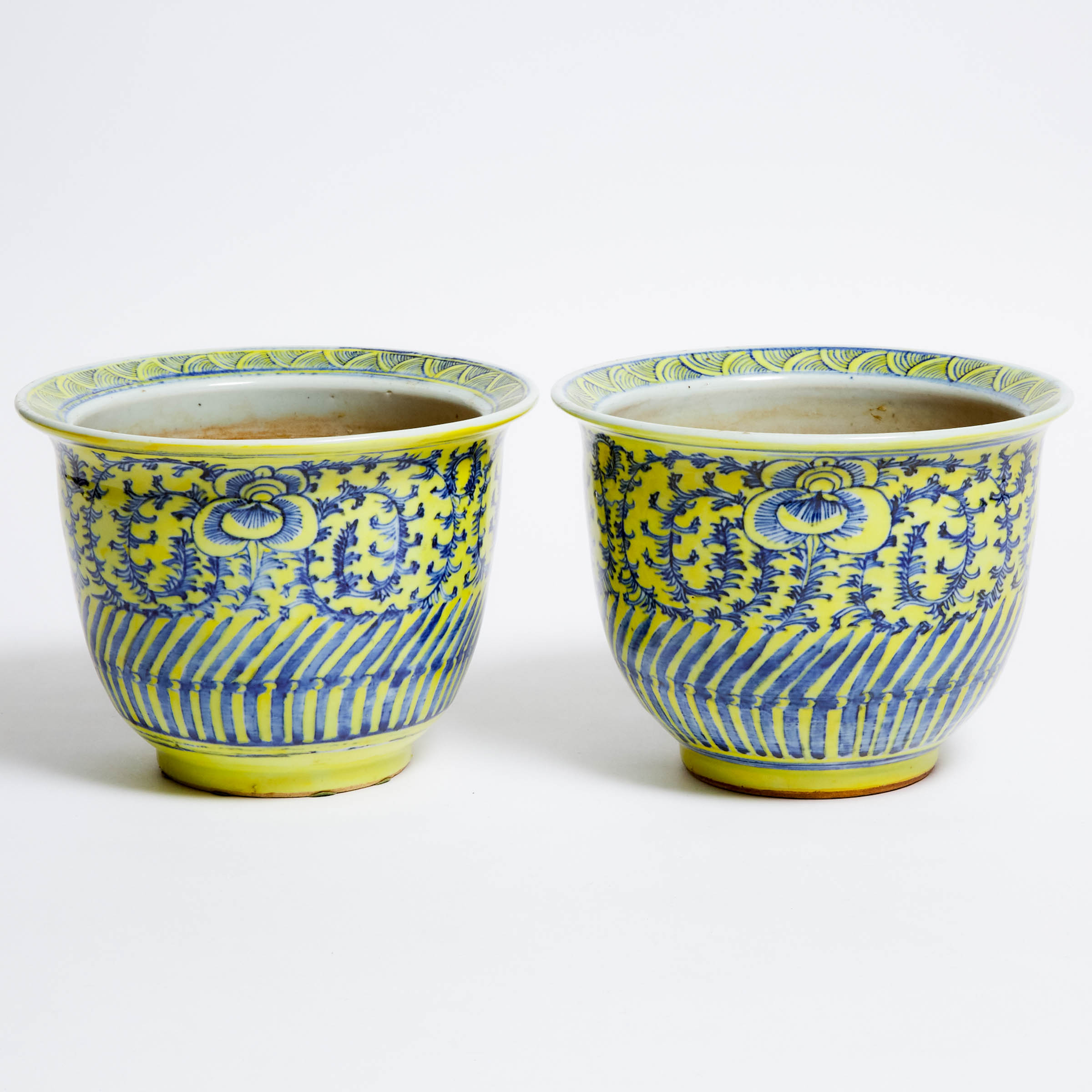 A Pair of Yellow-Ground Blue and