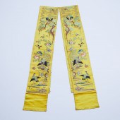 A Pair of Yellow-Ground Embroi