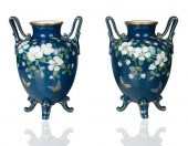 A PAIR PORCELAIN FLORAL AND TE
