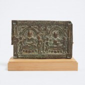 A Pala Bronze Plaque Inlaid wi