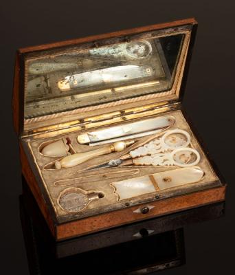 A Palais Royal sewing set, cased in